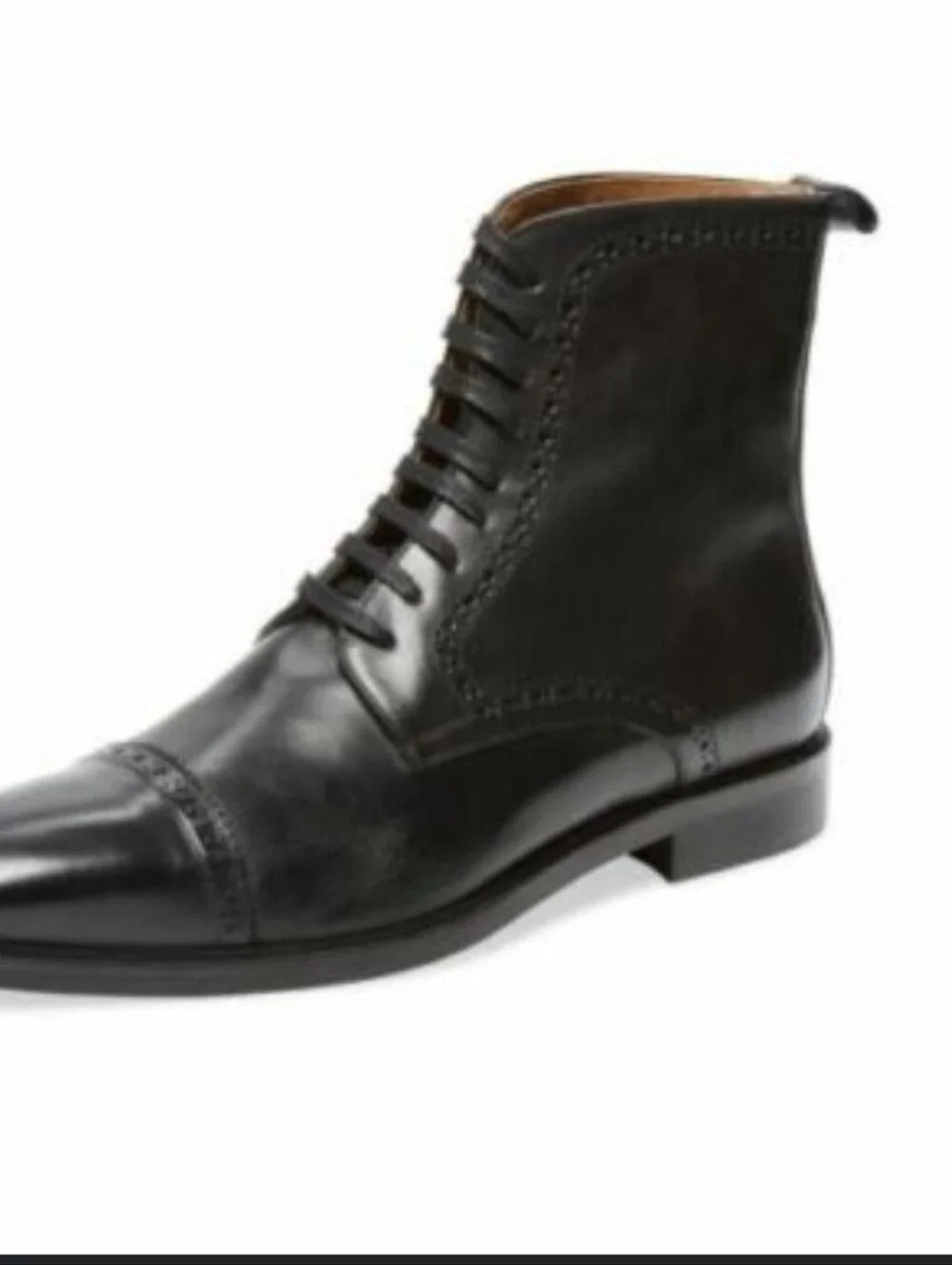 Wall & Water Men's Black Leather Lace-Up Dress Boot